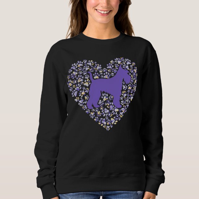 Sudadera Schnauzer Silhouette Heart Paws Adorable (Anverso)