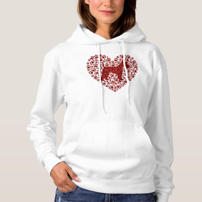 Sudadera Schnauzer Silhouette Heart Paws Adorable (Anverso)
