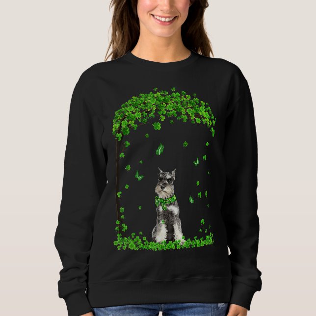 Sudadera Schnauzer St Patricks Day Perro irlandés Shamrock (Anverso)