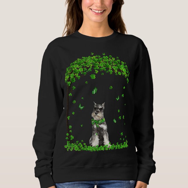 Sudadera Schnauzer St Patricks Day Perro irlandés Shamrock (Anverso)