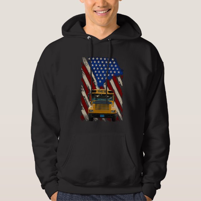 Sudadera School Bus Driver America Flag Patriotic Bus Drivi (Anverso)
