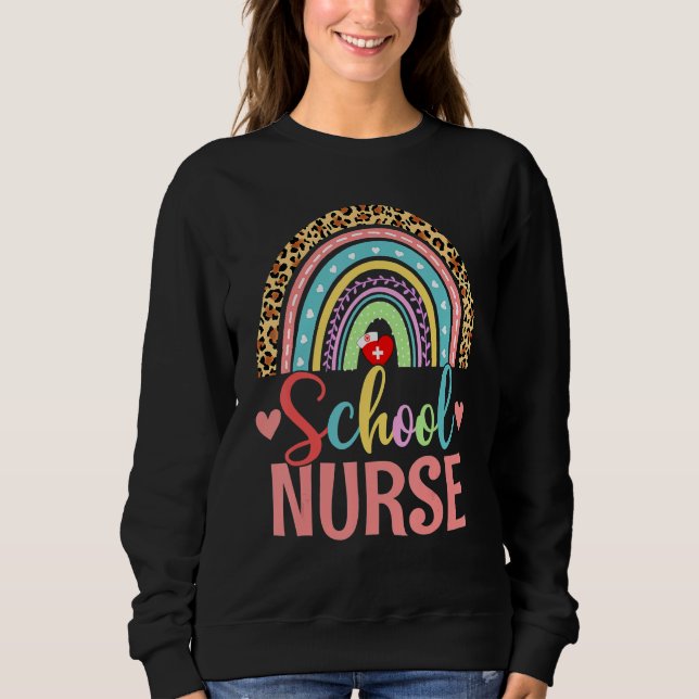 Sudadera School Nurse Boho Rainbow Leopard Nurse Week 2022  (Anverso)