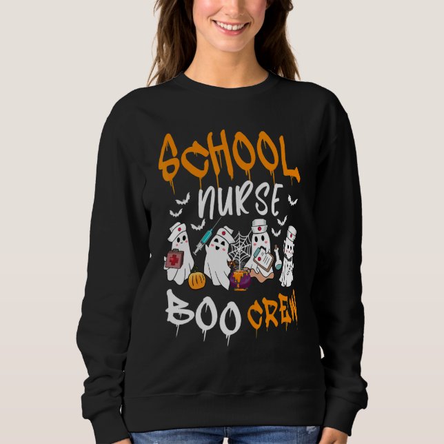 Sudadera School Nurse Boo Crew Halloween School Nurse Costu (Anverso)