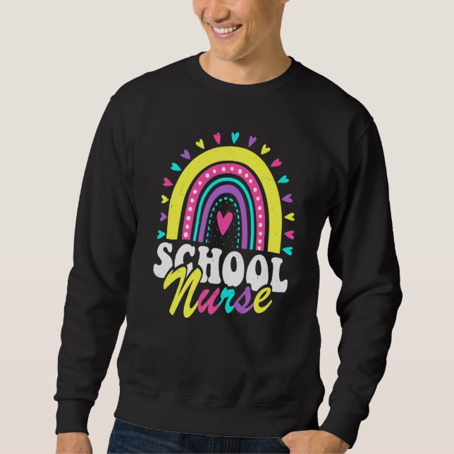 Sudadera School Nurse Rainbow Back To School Women Cute Nur (Anverso)