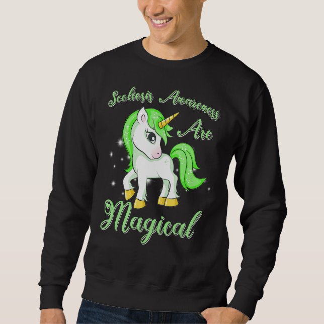 Sudadera Scoliosis Warrior Magia Unicornio Scoliometer Gree (Anverso)