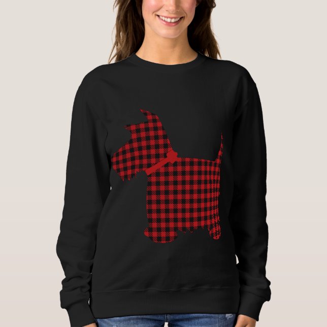 Sudadera Scottie Dog Scottish Terrier Red Black Buffalo Pla (Anverso)