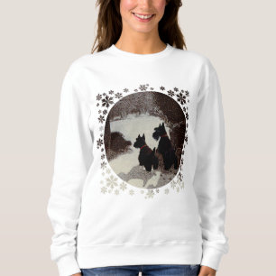 Sudadera Scotties en una noche invernal surrealista