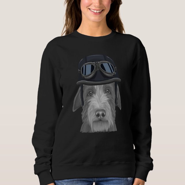 Sudadera Scottish Deerhound Wearing Vintage Motorcycle Helm (Anverso)