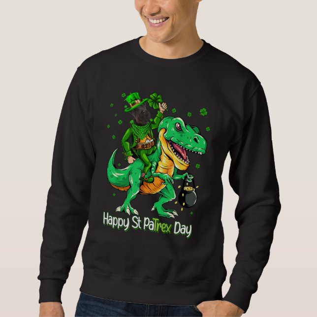 Sudadera Scottish Terrier Riding Dinosaur Patricks Day Sham (Anverso)