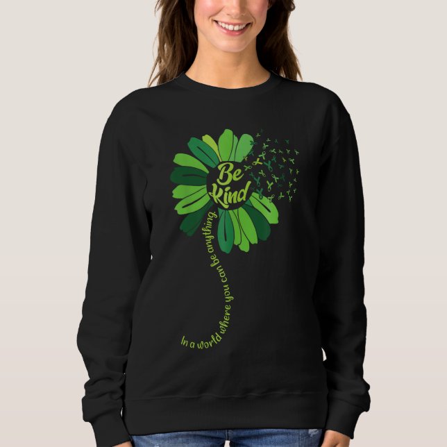 Sudadera Sé Amable Cinta Verde Girasol Conciencia sobre la  (Anverso)