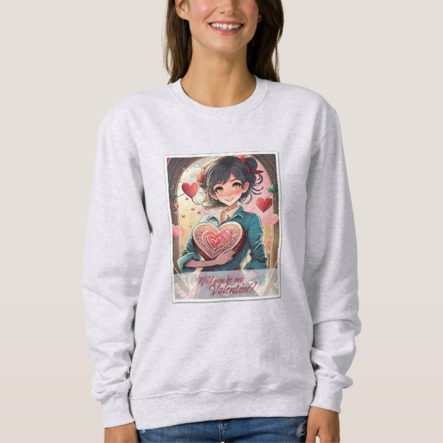 Sudadera Sé Mi San Valentín al Estilo Manga 31470 (Anverso)