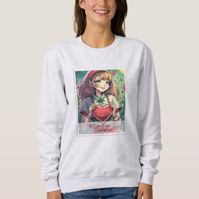 Sudadera Sé mi San Valentín al estilo Manga 33419 (Anverso)