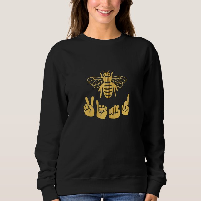 Sudadera Sea amable con la mano del lenguaje de Rótulo habl (Anverso)