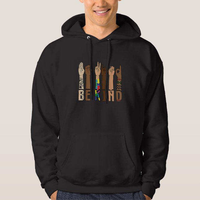 Sudadera Sea amable con la mano del lenguaje de Rótulo habl (Anverso)