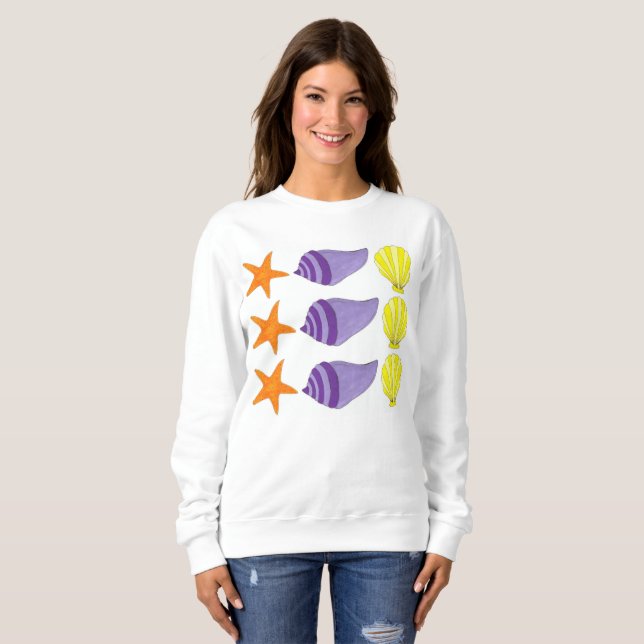 Sudadera Sea Shell Seashell Conch Starfish Beach Ocean (Anverso completo)