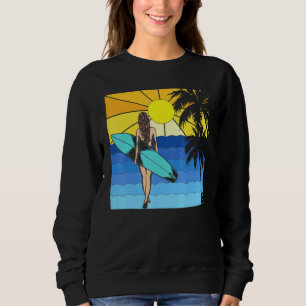Sudadera Sea Tropical Beach Surfboard Waves Surfer Sunset S