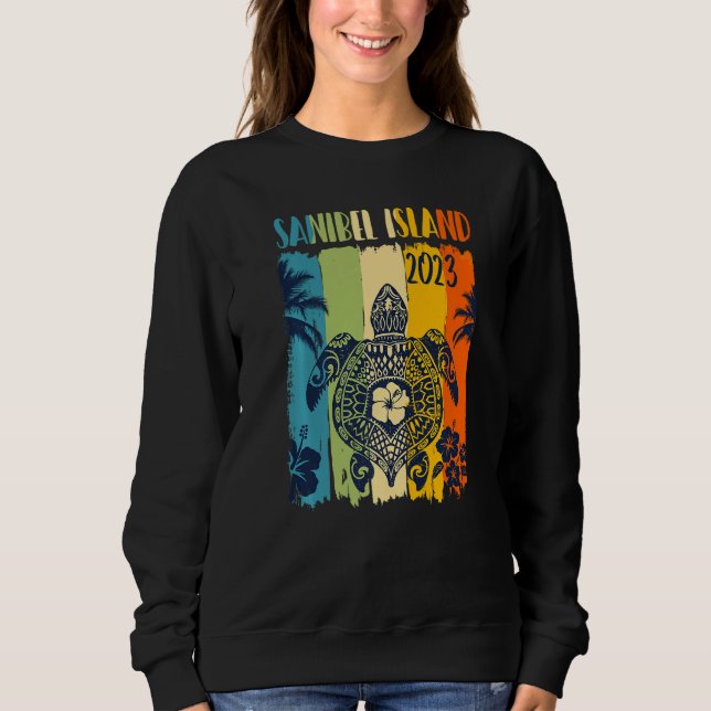 Sudadera Sea Turtle Retro Sanibel Island Florida Family Vac (Anverso)