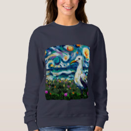 Sudadera Seagull Van Gogh Style Beach Sky Blue Verde azulad