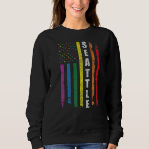 Sudadera Seattle Uu Bandera Estadounidense Rainbow Gay Lgbt