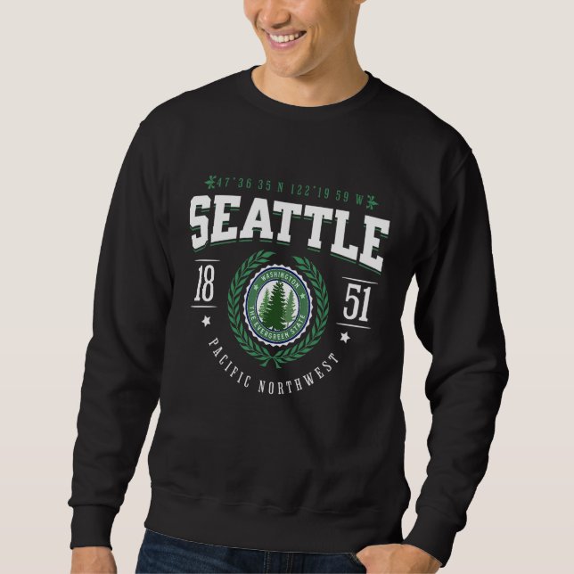 Sudadera Seattle Washington Evergreen Pine Tree Sunset WA S (Anverso)