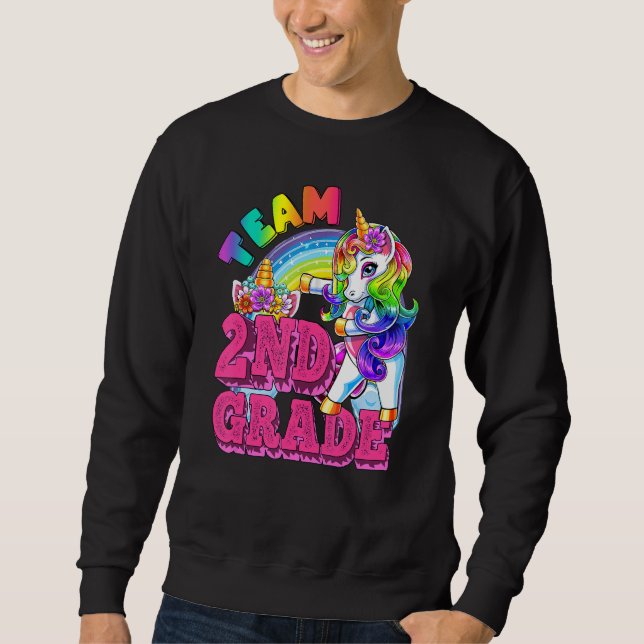 Sudadera Second Grade Dabbing Unicorn Teacher Team 2nd Grad (Anverso)