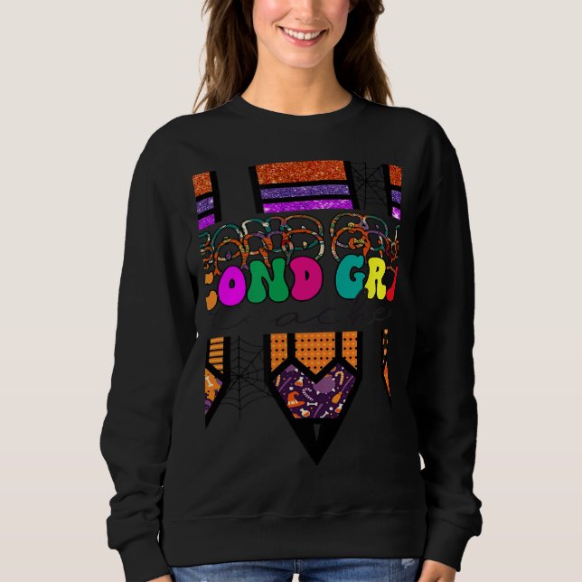 Sudadera Second Grade Teacher Leopard Pencil Back To School (Anverso)