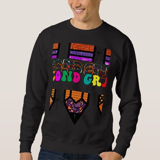 Sudadera Second Grade Teacher Leopard Pencil Back To School (Anverso)