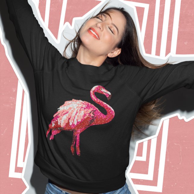 Sudadera Secuencia Impresa Tropical Flamingo Pink Bird Negr (Subido por el creador)