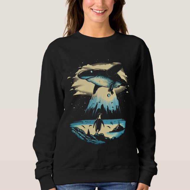 Sudadera Secuestro alienígena pingüino nave extraterrestre  (Anverso)