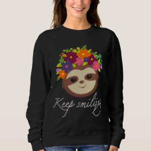 Sudadera Seguir Sonriendo Llanto Floral Sloth Pink
