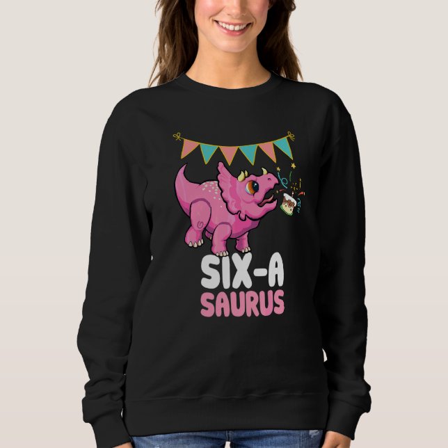 Sudadera Seis A Saurus Dinosaur Cute Kiddo Triceratops 1 (Anverso)