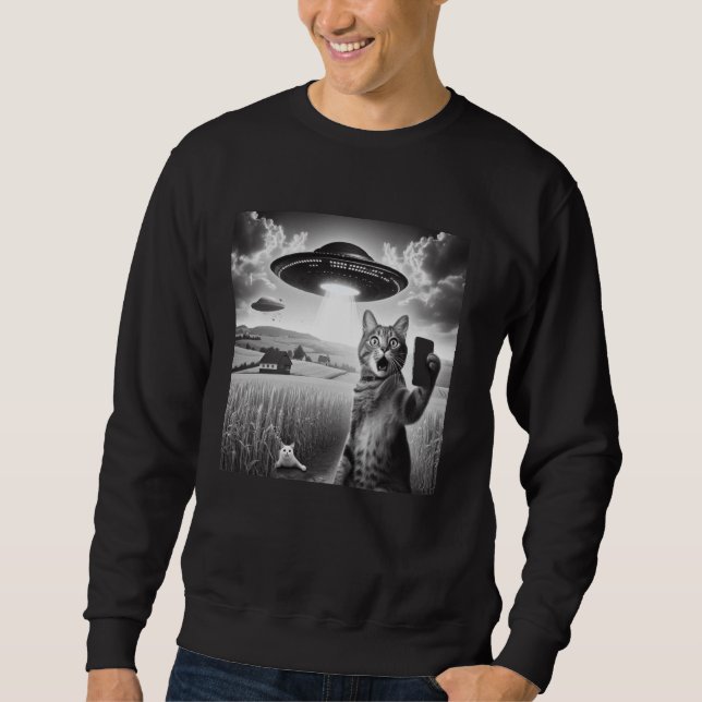 Sudadera Selfie de gato con gato extraño de OVNI (Anverso)