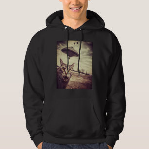 Sudadera Selfie de gato con OVNIs Alien OVNIs Extraterrestr