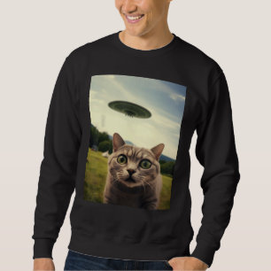 Sudadera Selfie de gato con OVNIs Alien OVNIs Extraterrestr