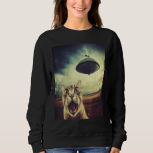 Sudadera Selfie de gato con OVNIs Alien OVNIs Extraterrestr