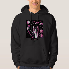 Sudadera Selfie de OVNI de gato: Hoodie de arte de píxeles 