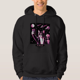 Sudadera Selfie de OVNI de gato: Hoodie de arte de píxeles 
