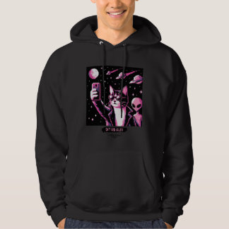 Sudadera Selfie de OVNI de gato: Hoodie de arte de píxeles 