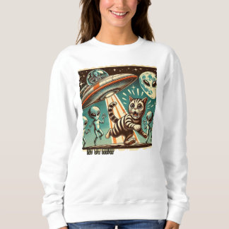Sudadera Selfie de OVNI de gato: Invasión de vintage (capuc