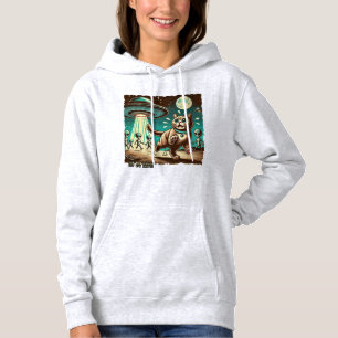 Sudadera Selfie de OVNI de gato: Invasión de vintage (capuc
