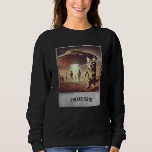 Sudadera Selfie de OVNI de gato: Kitty asustado (capucha de