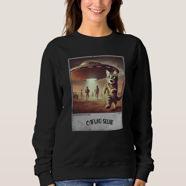 Sudadera Selfie de OVNI de gato: Kitty asustado (capucha de (Anverso)