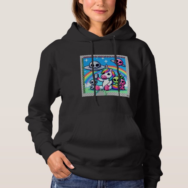 Sudadera Selfie de OVNI unicornio: Tierra cuadrada (arte de (Anverso)