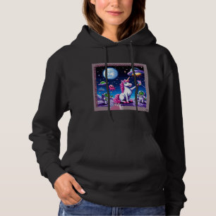 Sudadera Selfie de OVNI unicornio: Tierra cuadrada (arte de