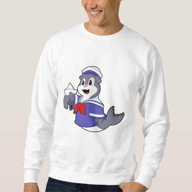Sudadera Sello como marinero con barco (Anverso)