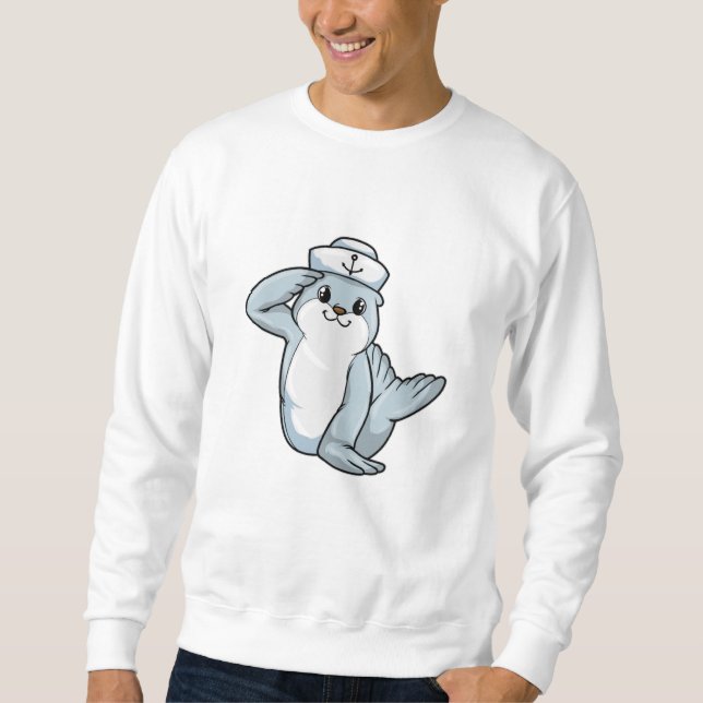 Sudadera Sello como marinero con gorra de marinero (Anverso)