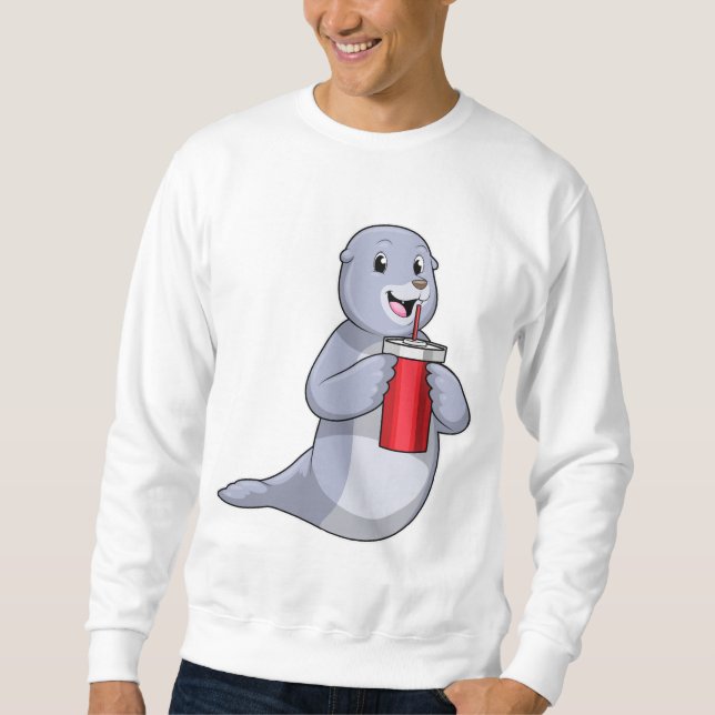 Sudadera Sello con taza de bebida (Anverso)
