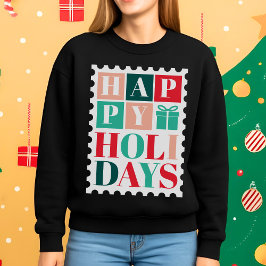 Sudadera Sello de Correo de Navidad Felices Fiestas Retro
