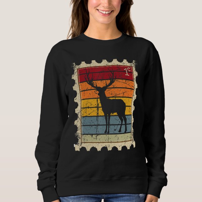 Sudadera Sello Postal Con Un Ciervo Atardecer (Anverso)