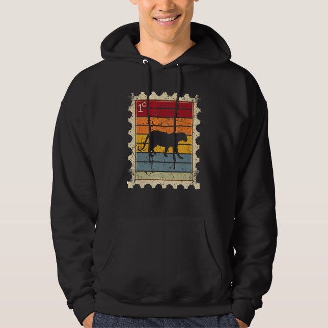 Sudadera Sello Postal Con Un León O Leopardo De Atardecer (Anverso)